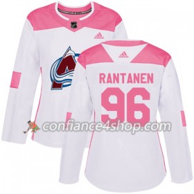 Adidas Maillot de Hockey Colorado Avalanche Mikko Rantanen 96 2017-2018 Blanc Rose Fashion Authentic - Femme